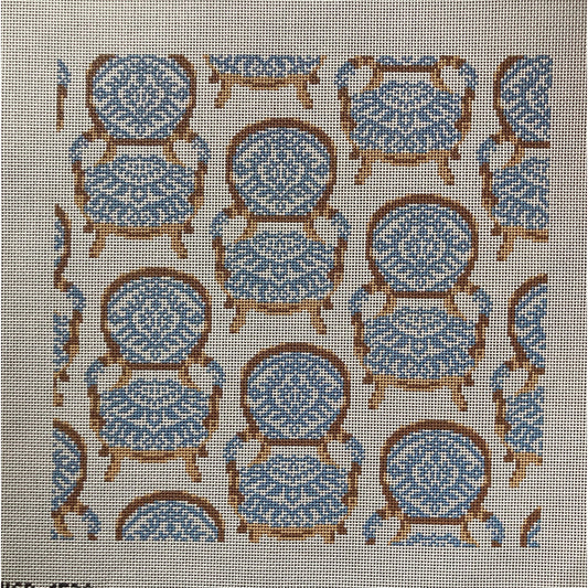 Blue Chair Pillow - Garden Gate Needlepoint