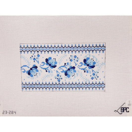 Blue Chinoiserie Purse insert - Garden Gate Needlepoint