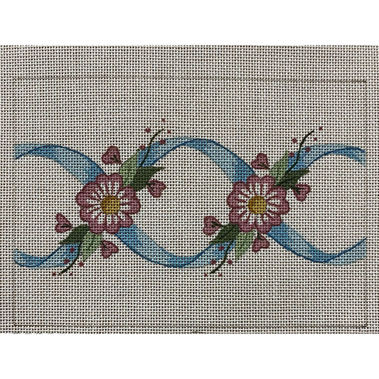 Blue Ribbon Flowers canvas - Garden Gate Needlepoint