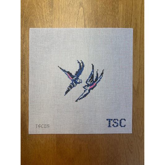 Blue Willow Deconstructed-Birds - Garden Gate Needlepoint