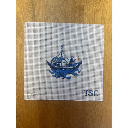 Blue Willow Deconstructed-Boats - Garden Gate Needlepoint