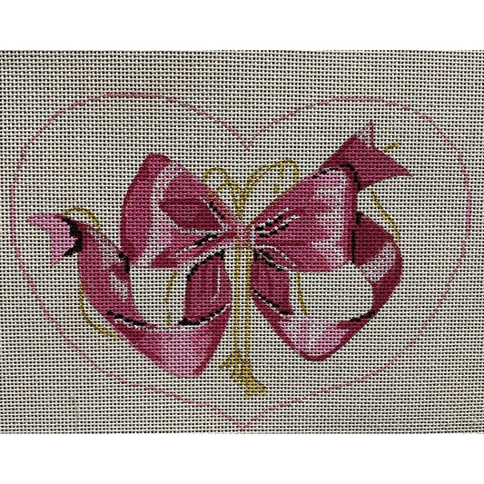 Bow in Heart Canvas - Garden Gate Needlepoint