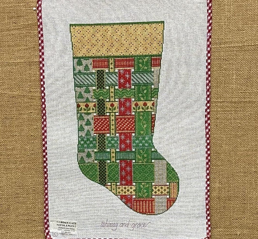 Ribbons Stocking - Garden Gate Needlepoint