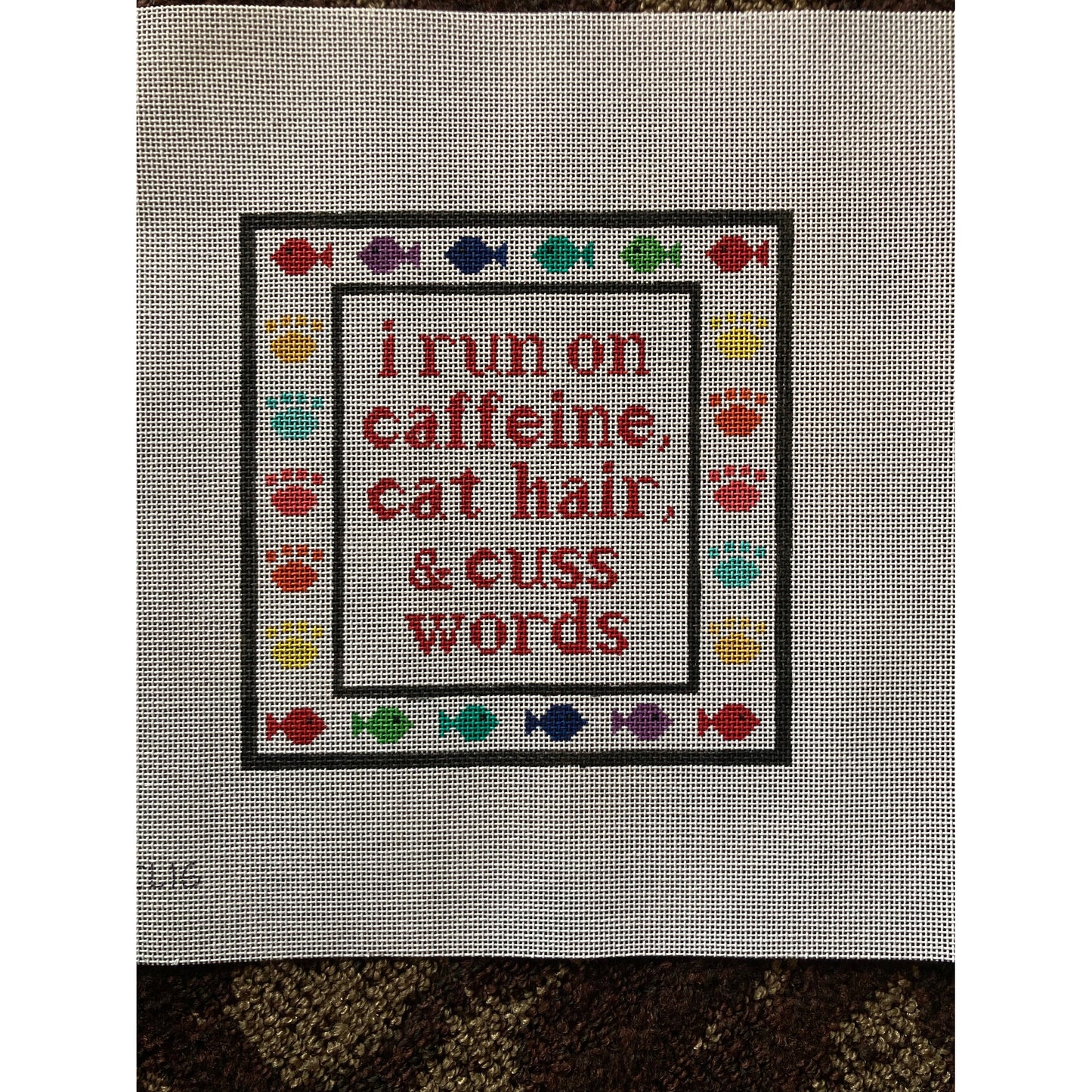 Caffeine & Cat Hair Canvas - Garden Gate Needlepoint