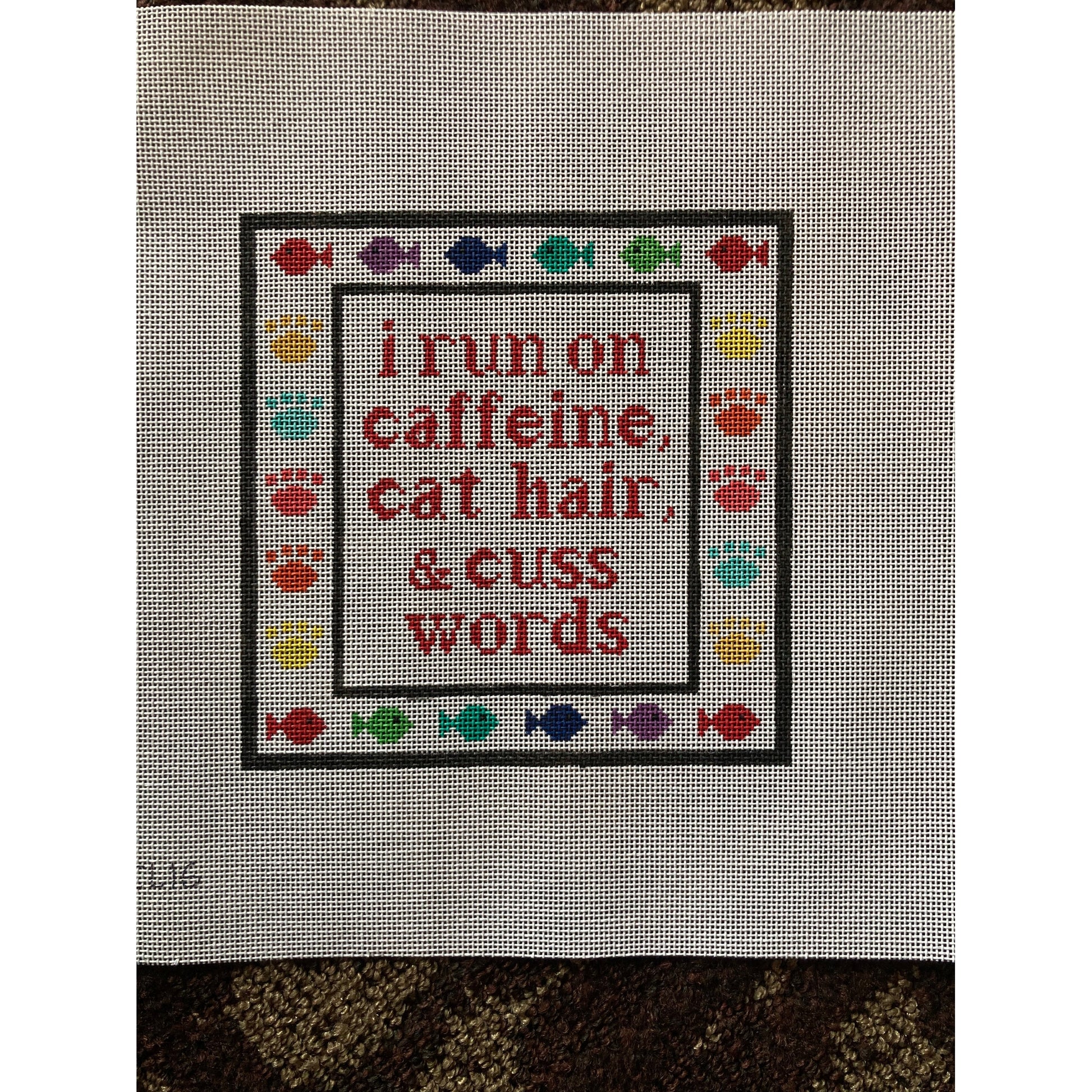 Caffeine & Cat Hair Canvas - Garden Gate Needlepoint