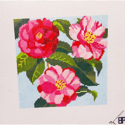 Camellia 5"  square - Garden Gate Needlepoint