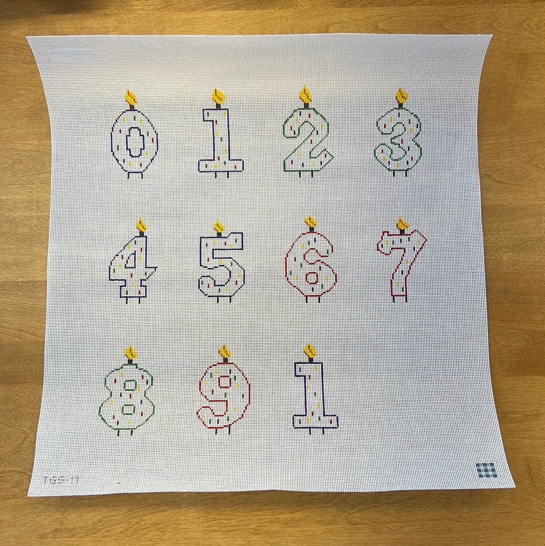 Script Numbers Needlepoint Candle Number Set ~ Small Needlepoint