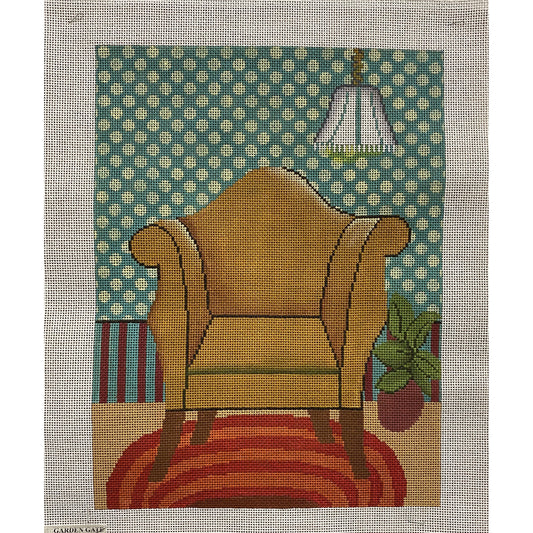 Chair in Green Room canvas - Garden Gate Needlepoint