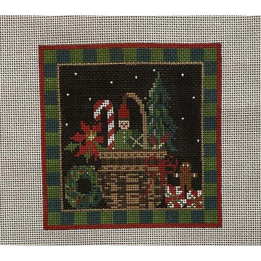 Christmas Basket Canvas - Garden Gate Needlepoint