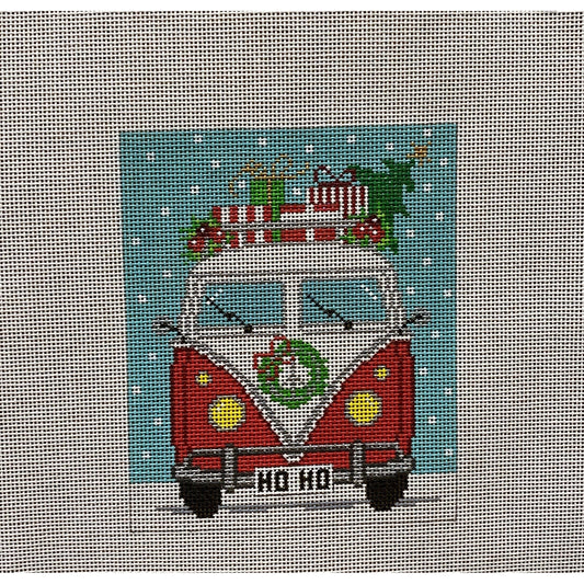 Christmas VW Van canvas - Garden Gate Needlepoint