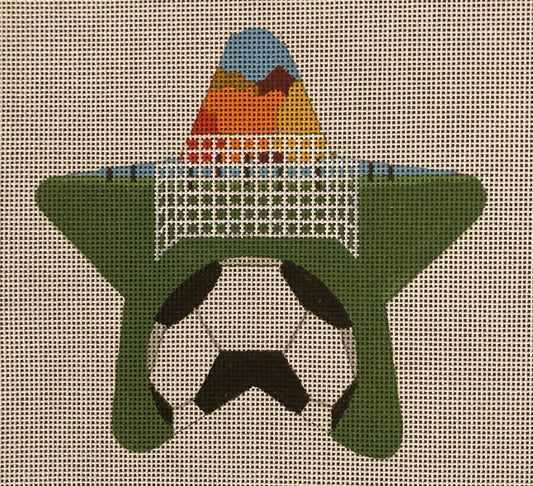 Soccer Ball Star Ornament - Garden Gate Needlepoint