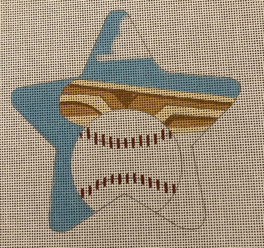 Baseball Star Ornament - Garden Gate Needlepoint