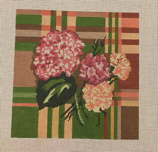 Pink Flower on Plaid