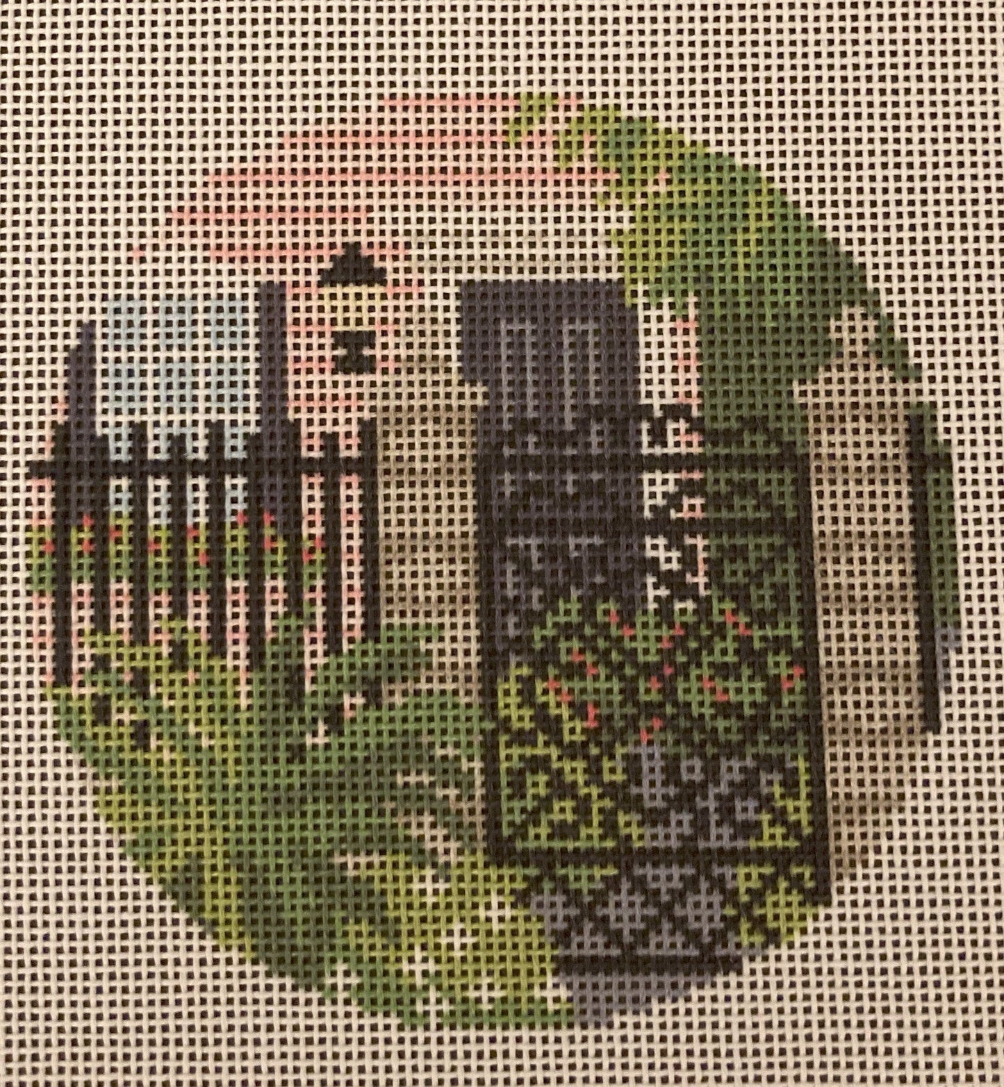 Charleston Gate Ornament - Garden Gate Needlepoint