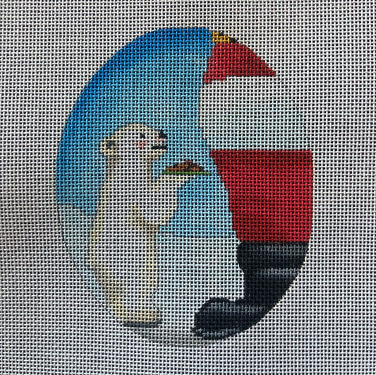 Polar Bear with Santa Ornament - Garden Gate Needlepoint