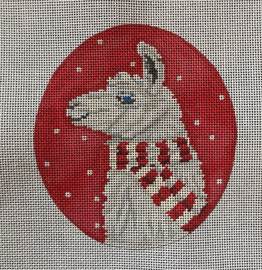 Llama with Scarf Ornament - Garden Gate Needlepoint