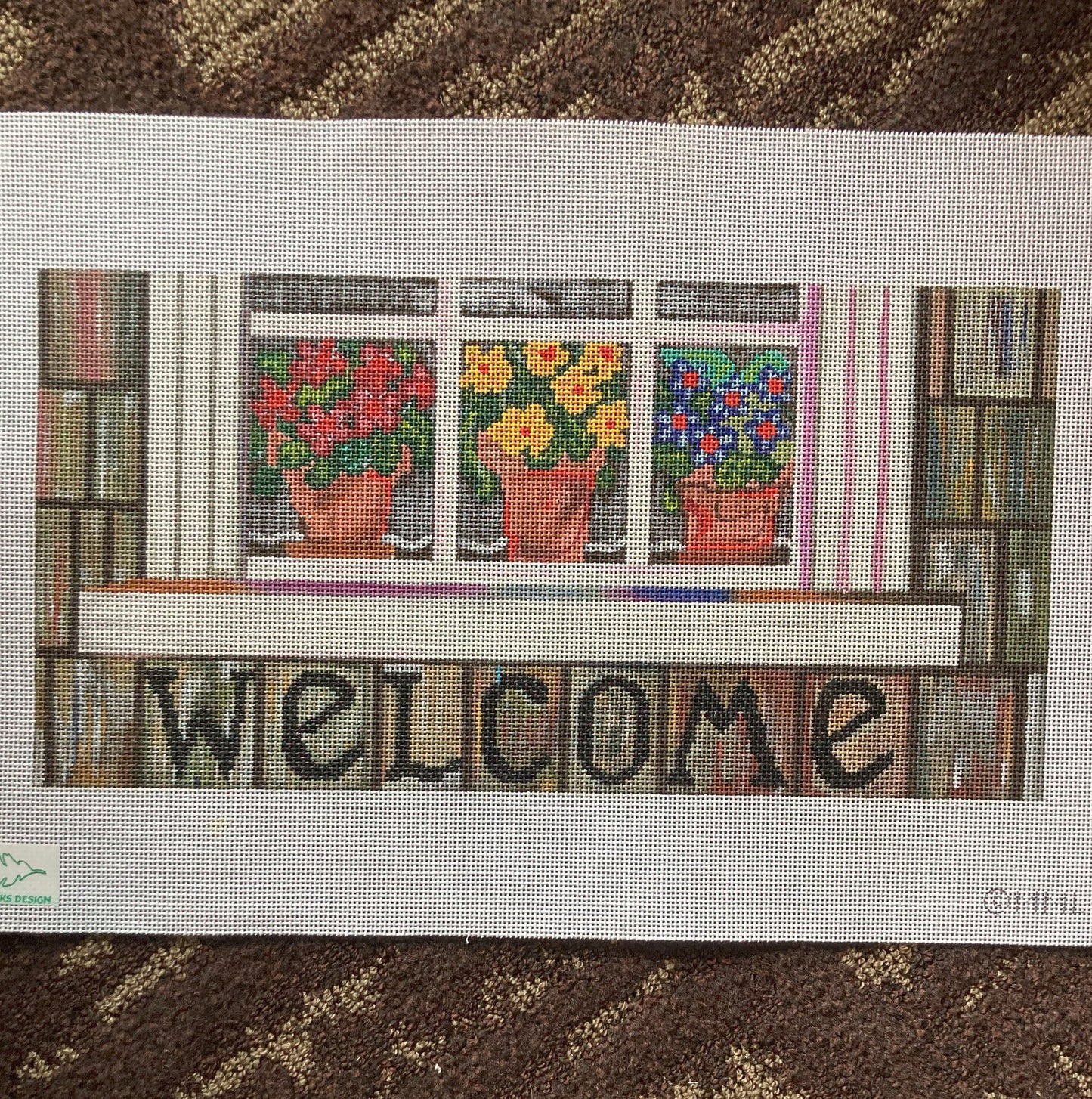 Welcome Window Canvas - Garden Gate Needlepoint