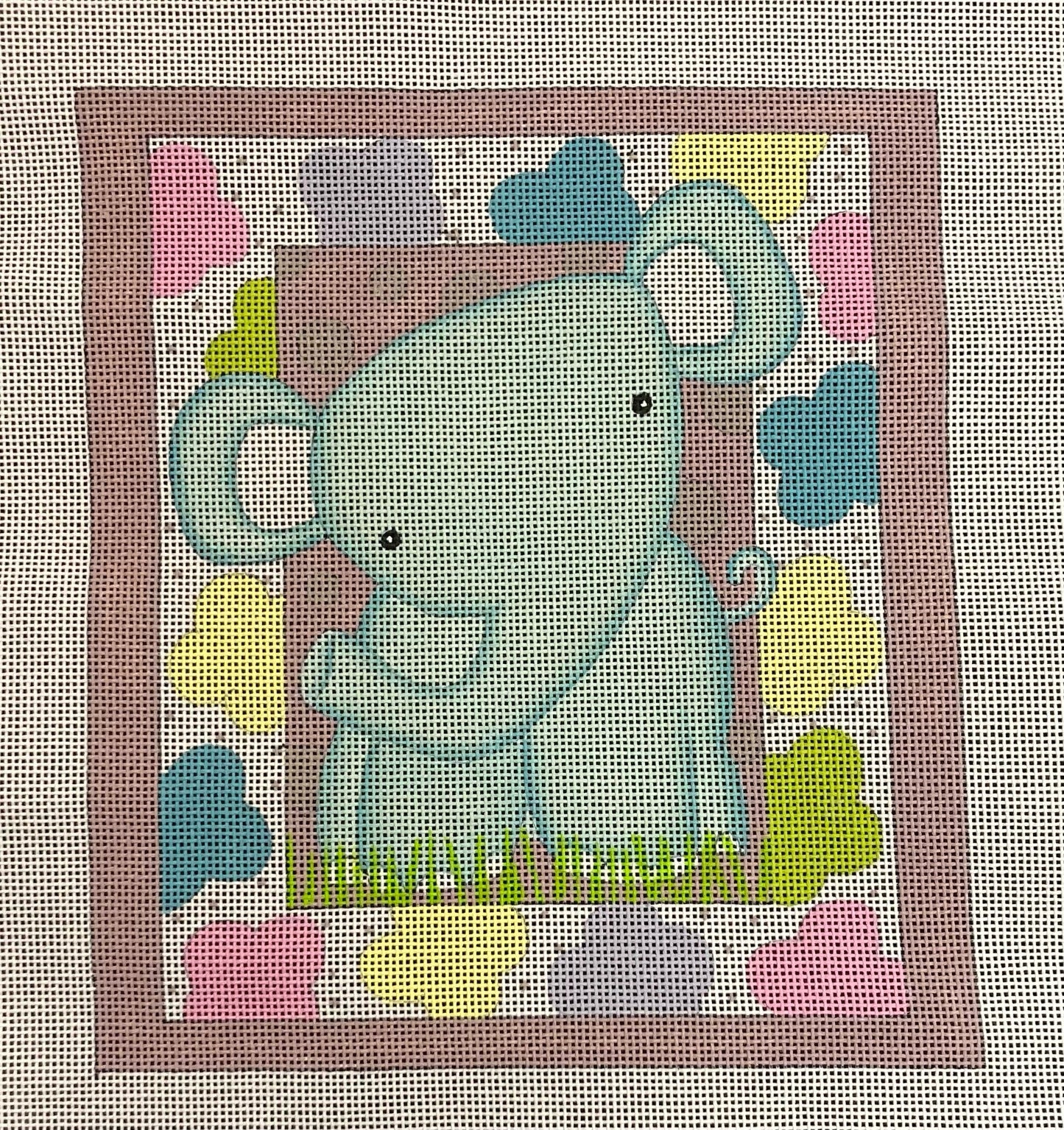 Love You More Elephant Canvas - Garden Gate Needlepoint