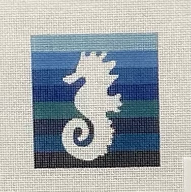 Seahorse with Blue Background Canvas - Garden Gate Needlepoint