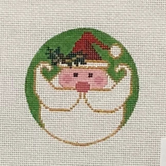 Santa with Mustache Ornament - Garden Gate Needlepoint