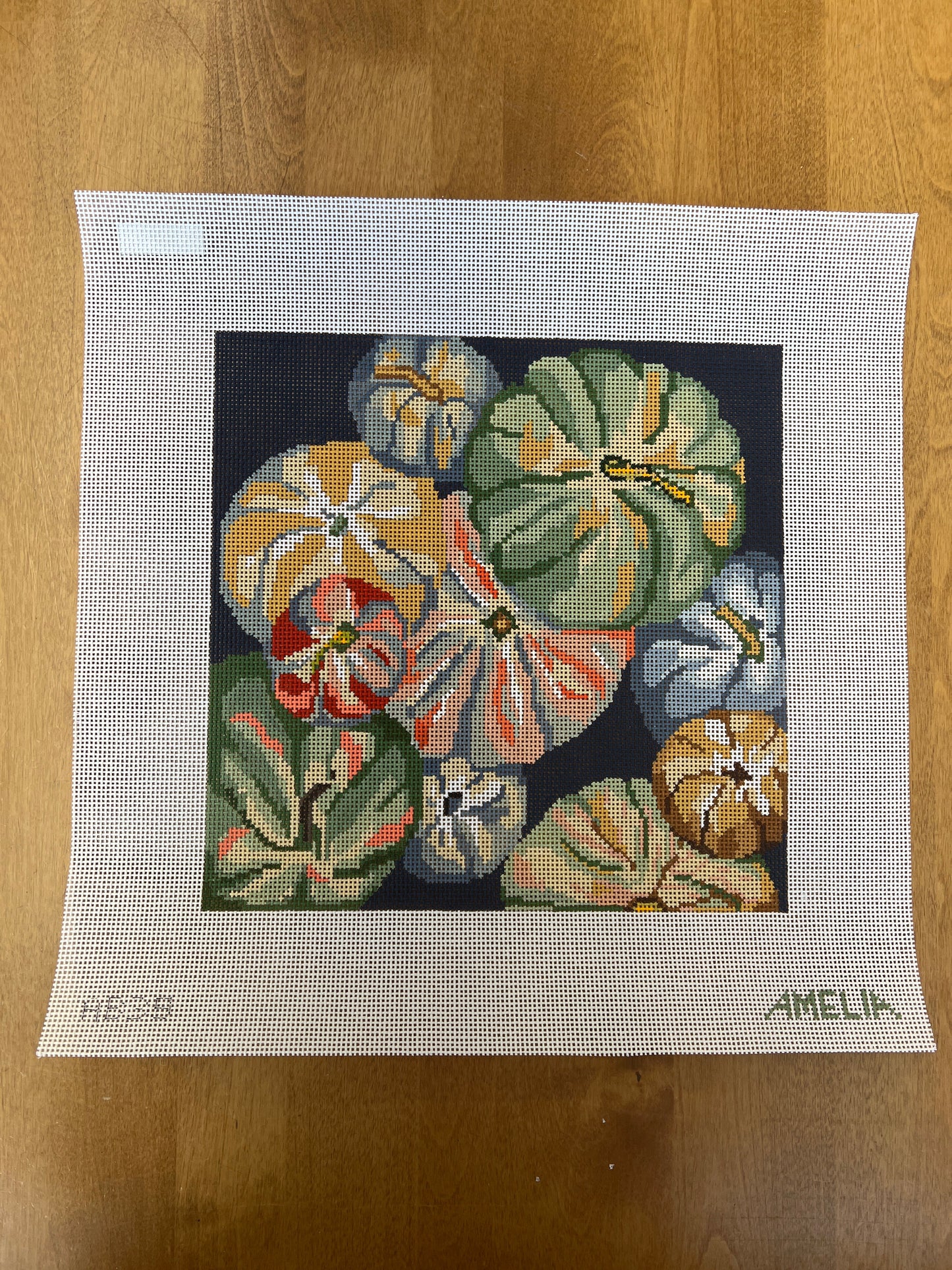 Tumbling Pumpkins Pillow - Garden Gate Needlepoint