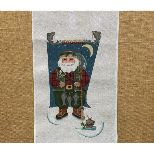 Fishing Santa Stocking - Garden Gate Needlepoint