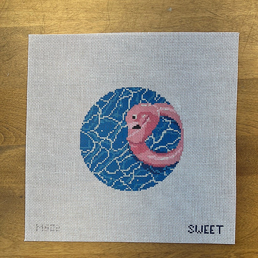 Flamingo Floatie Ornament - Garden Gate Needlepoint