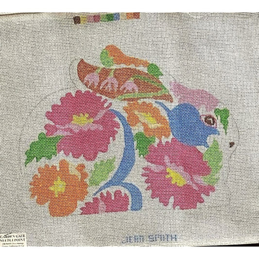 Floral Rabbit Canvas - Garden Gate Needlepoint