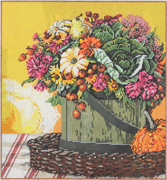 Floral with Gourd - Garden Gate Needlepoint