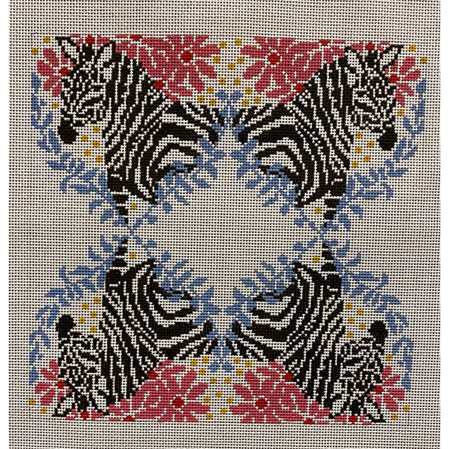 Four Zebras Canvas - Garden Gate Needlepoint