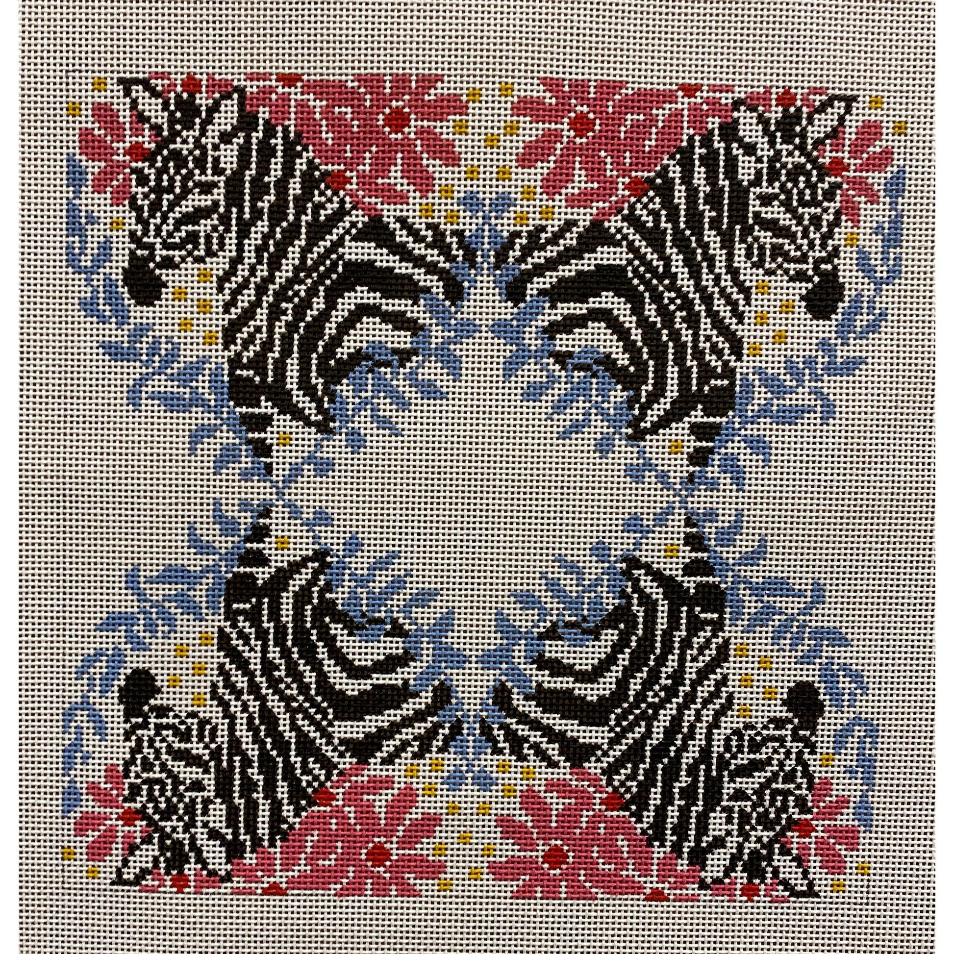 Four Zebras Canvas - Garden Gate Needlepoint
