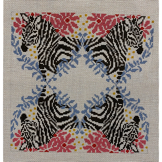 Four Zebras Canvas - Garden Gate Needlepoint