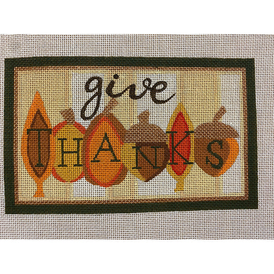Give Thanks leaves & Acorns canvas - Garden Gate Needlepoint