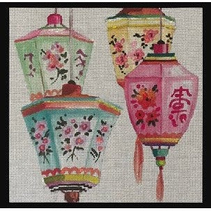 Hanging Lanterns Canvas - Garden Gate Needlepoint