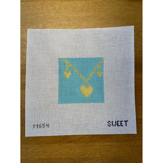 Heart Charm Insert-Blue - Garden Gate Needlepoint