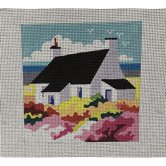 House by Ocean Canvas - Garden Gate Needlepoint