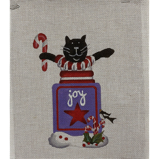 Joy Cat canvas - Garden Gate Needlepoint