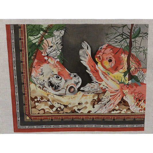 Joy Juarez Gold Fish Canvas - Garden Gate Needlepoint
