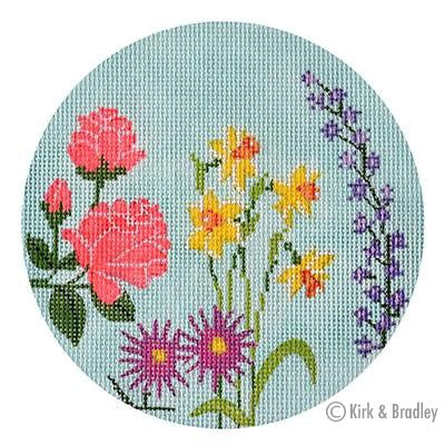 English Garden Round - Coral & Yellow