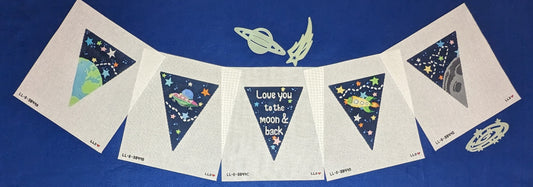 Moon & Back Garland -- 5 Individual Canvases