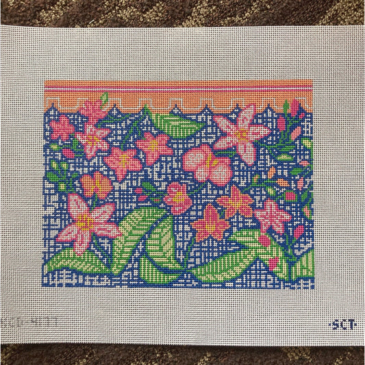 Lanai Clutch Canvas - Garden Gate Needlepoint