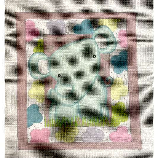 Love You More Elephant Canvas - Garden Gate Needlepoint