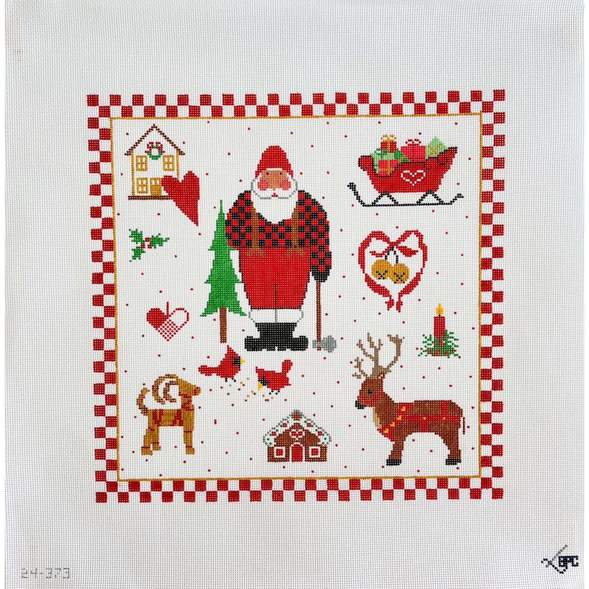 Lumberjack Santa Pillow - Garden Gate Needlepoint