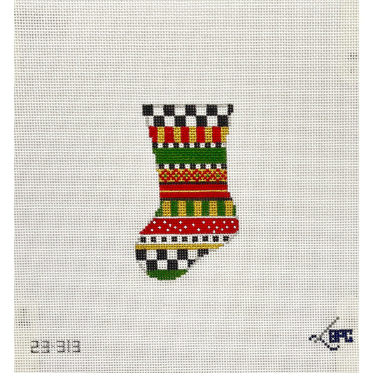 Micro Green/Red/Gold stocking - Garden Gate Needlepoint