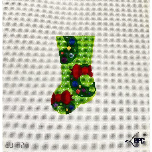 Micro Wreath stocking - Garden Gate Needlepoint