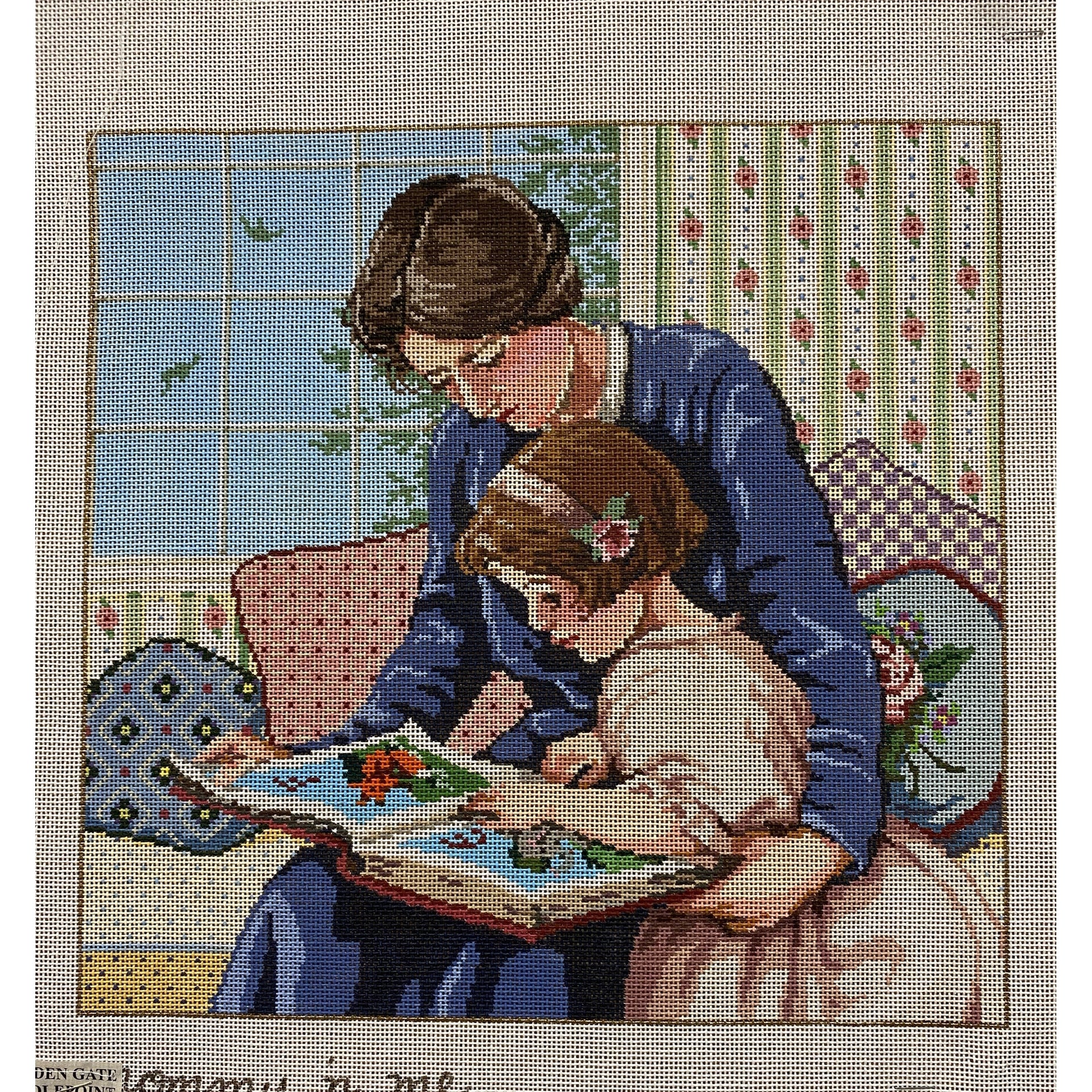 Canvas Pour Point De Croix TS Designs - Modèle Ourse Et Bébé Ours #950-M, Peint Main