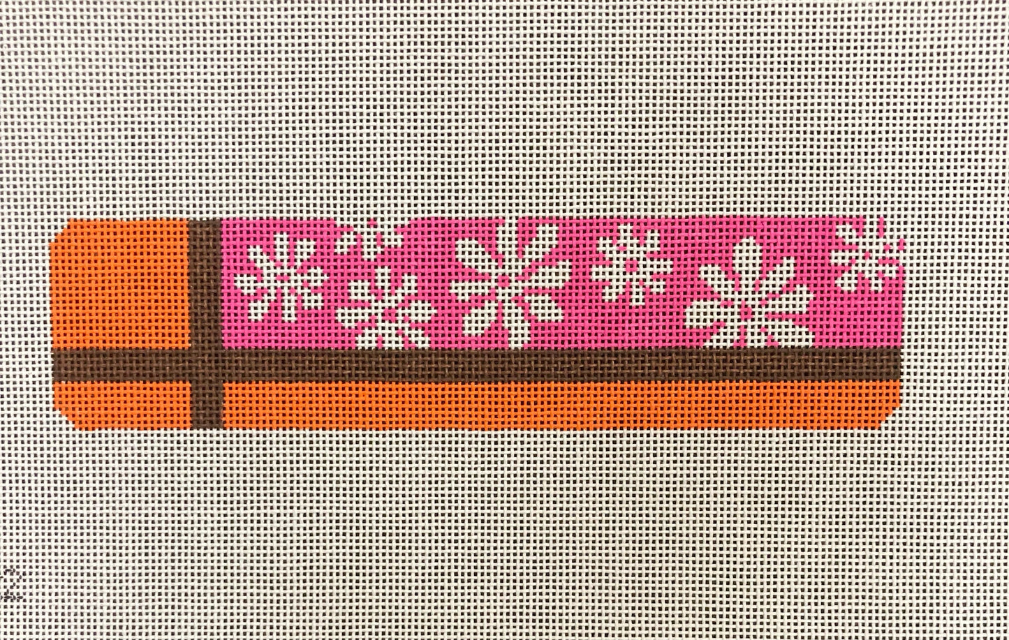 Orange & Pink Key Fob - Garden Gate Needlepoint