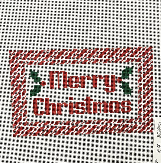 Red & White Framed Merry Christmas Canvas - Garden Gate Needlepoint