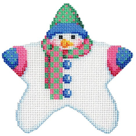 Star Shaped Snowman Pink/Green Check Scarf