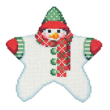 Star Shaped Snowman Red Diagonal Plaid Scarf